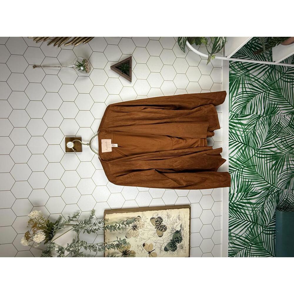 Hutch from Anthropologie Brown Faux Suede Open Front Jacket - Size - Medium
